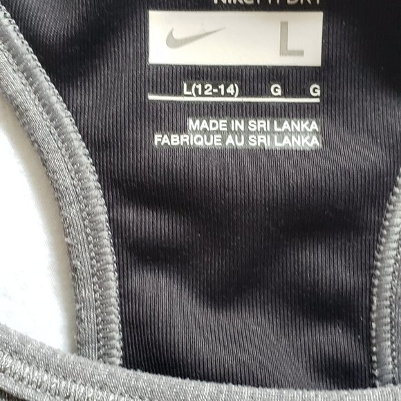 Nike FIT DRY Pro Sports Bra Size L (12-14) Juniors Running Racerback - Picture 2 of 6